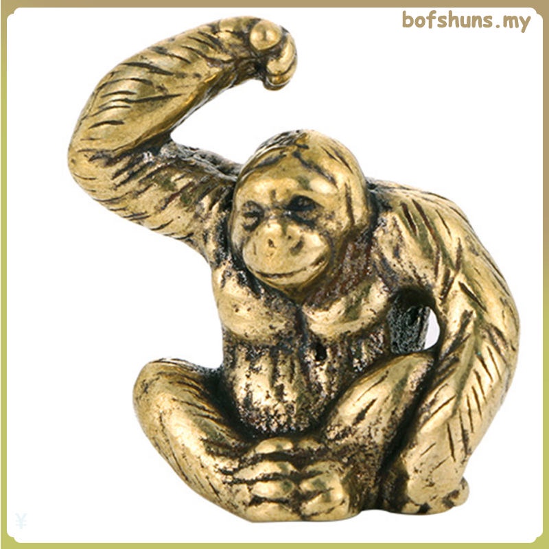 Brass Gorilla Figurines Feng Shui Animals Orangutan Ornament Office