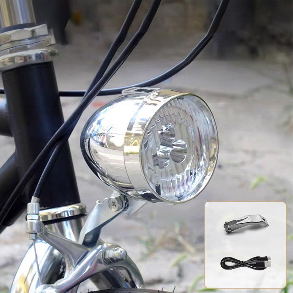 thumbnail image 2 of Vintage Bike Light Retro Bike Headlight - 3 LED Vintage Riding Light USB Rechargeable For Mountain, Road & Cruiser Bicycles Schwinn Stingray 2 of 10