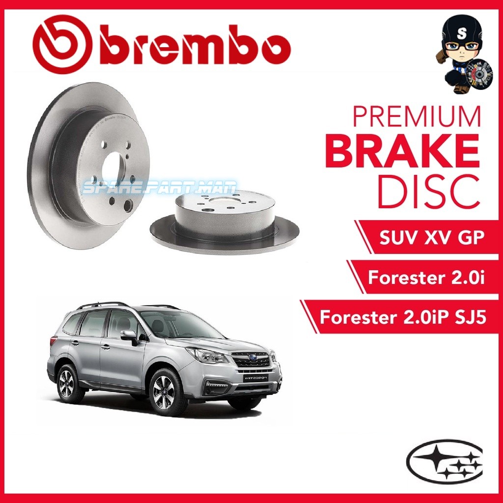 BREMBO Rear Disc Rotor (2pcs) - Subaru Forester 2.0i, 2.0iP'13-17 SJ5 ...