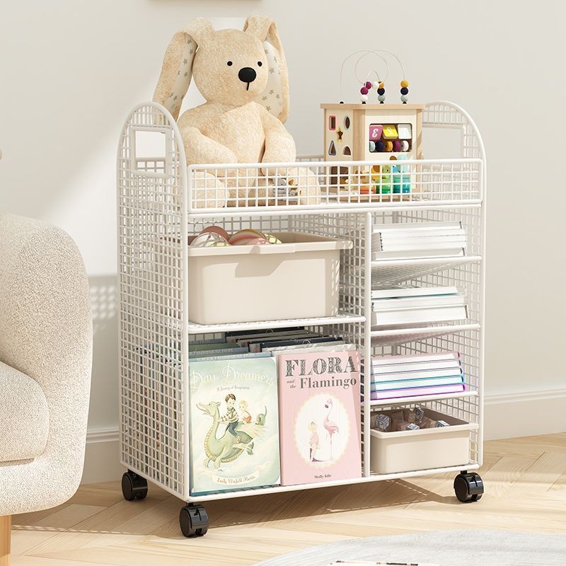 Mobile bookshelf with wheels picture book storage shelf under the table ...