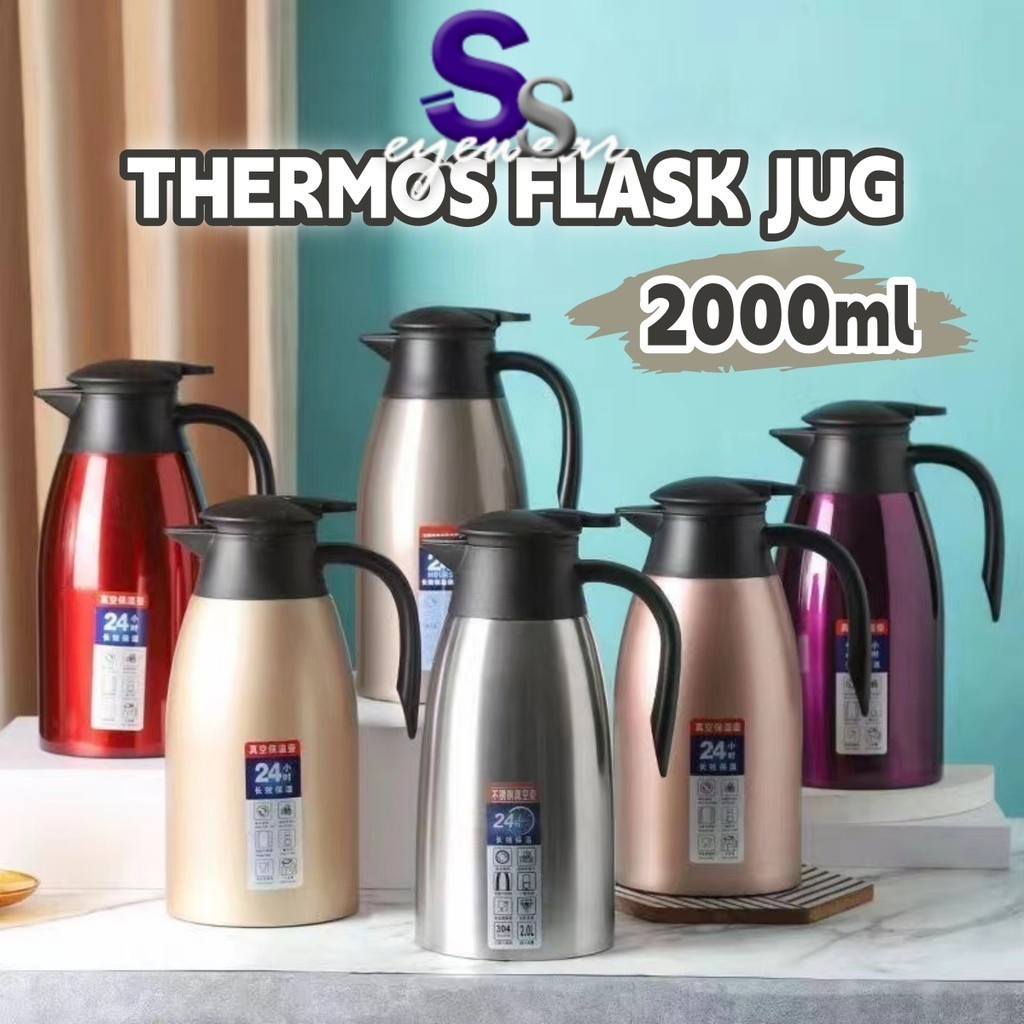(2L) Stainless Steel 304 Thermos Flask With Press Button Double Layer ...