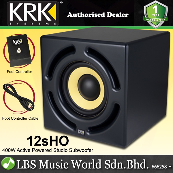 KRK 12sHO 12 Inch 400 Watts Active Powered Studio Monitor Subwoofer