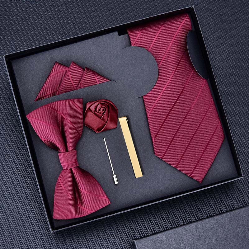 Men Wedding Festive Tie Set Formal Wear Groom Lavalier Set Bow Tie ...