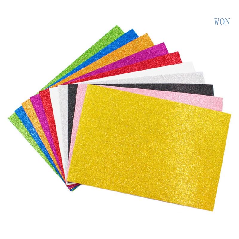 WON 10 Pcs Pearlescent Powder Sponge Foam EVA Paper A4 Glitter Foam