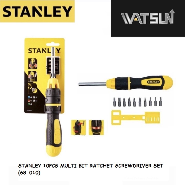 STANLEY 10PCS MULTI BIT RATCHET SCREWDRIVER SET (68-010) | Shopee Malaysia