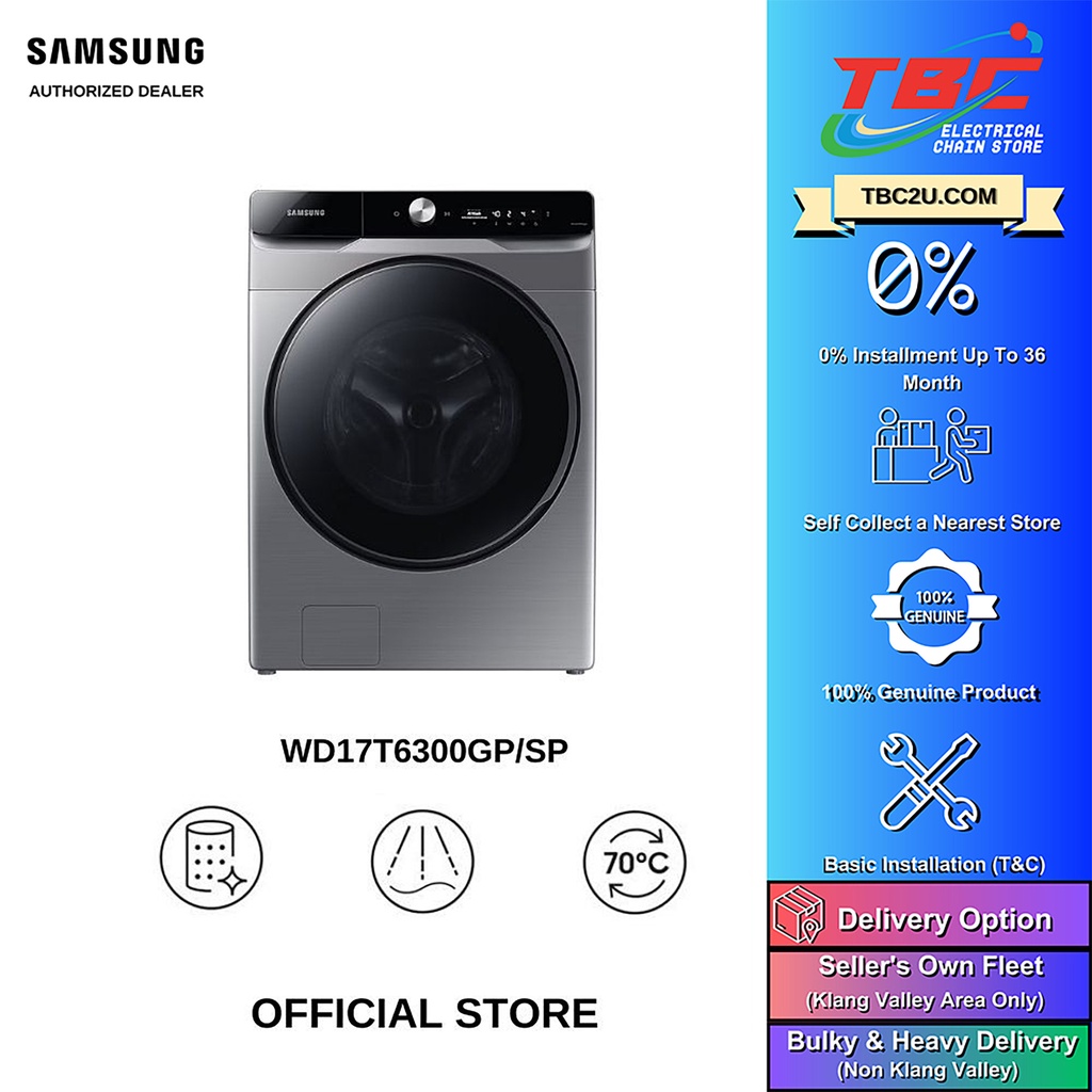 (COURIER SERVICE) SAMSUNG WD17T6300GP/SP 17KG/10KG FRONT LOAD WASHER ...