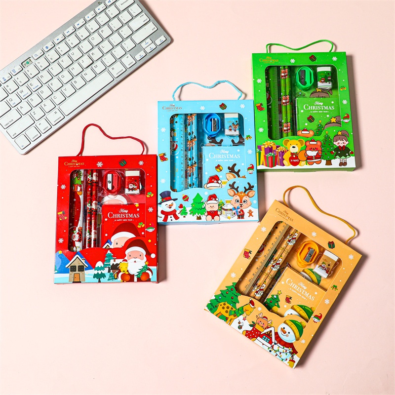 Christmas Portable 6Piece Set Student Stationery Gift Box Set Children