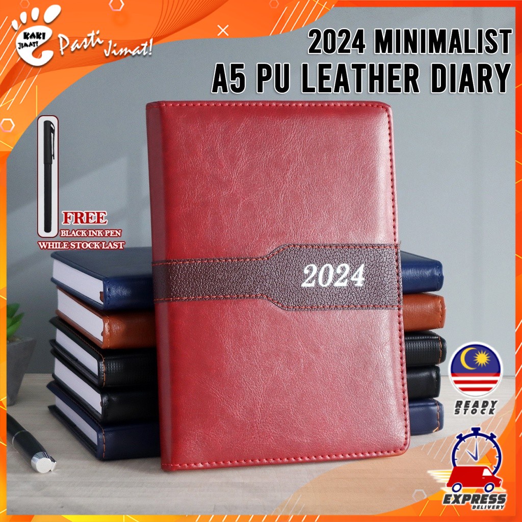 Kaki Jimat Minimalist A5 PU Leather Diary 2025 Planner Diary with