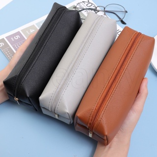 1pc Mini Pencil Case For Students Stationery Pu Solid Color Pencil Storage  Candy-color Pen Pouch