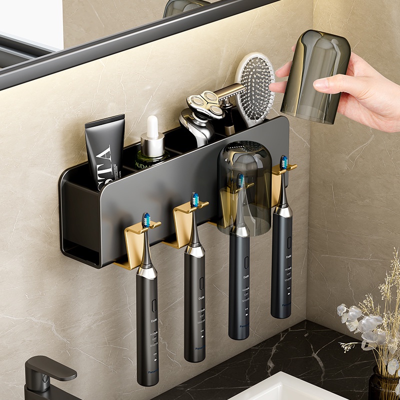 Toothbrush rack toilet hole-free wall-mounted electric tooth cup gargle ...