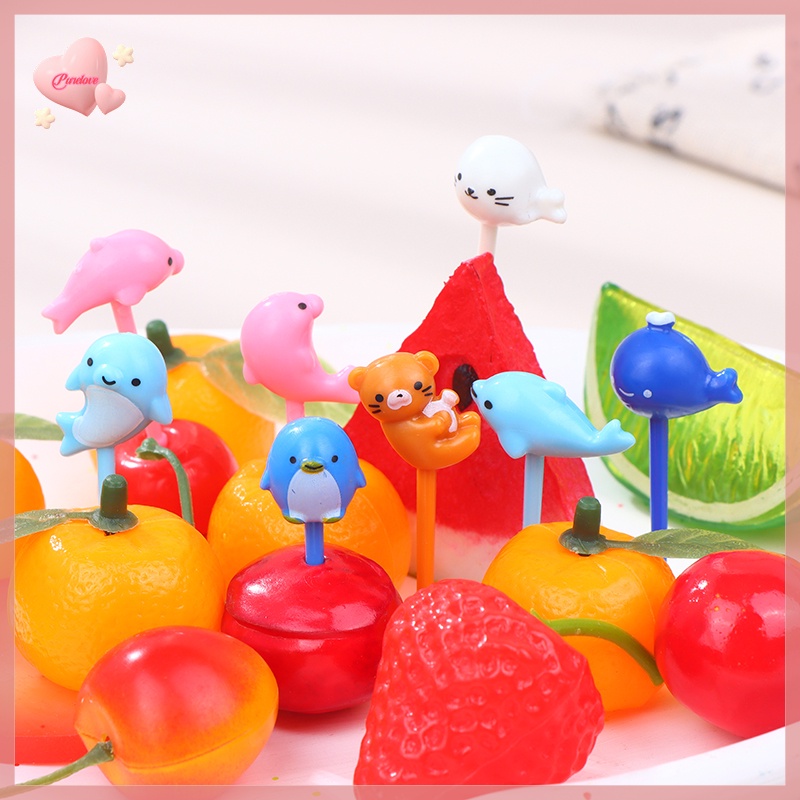 Purelove> 8Pcs Fruit Fork Food Grade Plastic Mini Cartoon Kids Cake ...