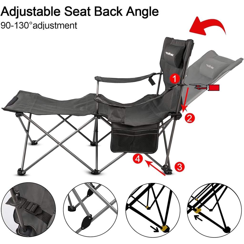 Reclining Camping Chair with Leg Rest Folding Recliner Lazy Chairs ...