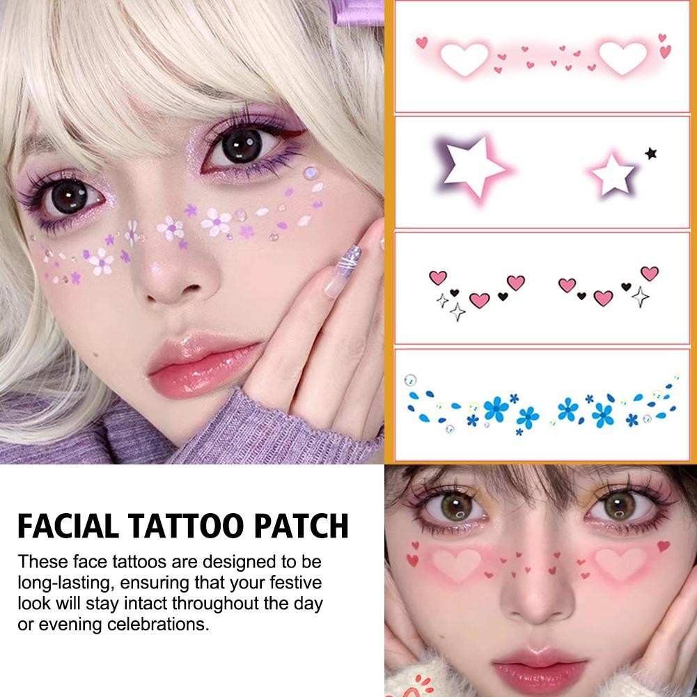 Cute Sweetheart Girl Makeup Face Stickers Stars Love Eyes Support ...