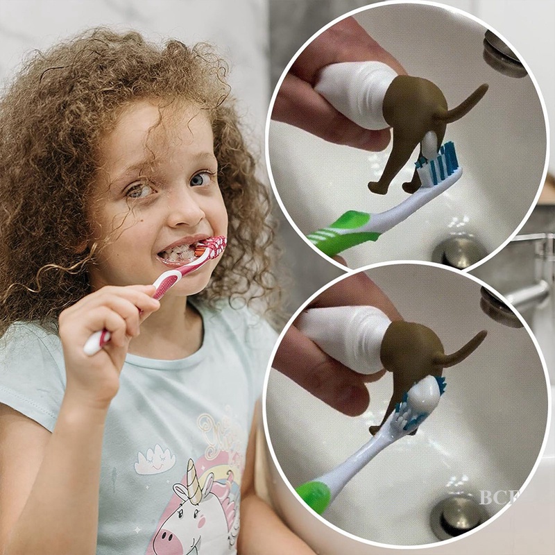 BCF Pooping Dog Butt Toothpaste Topper, Self Closing Toothpaste Caps