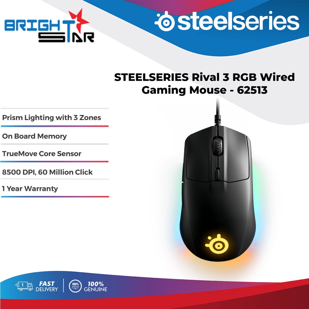 STEELSERIES Rival 3 RGB Gaming Mouse - 62513 | Shopee Malaysia
