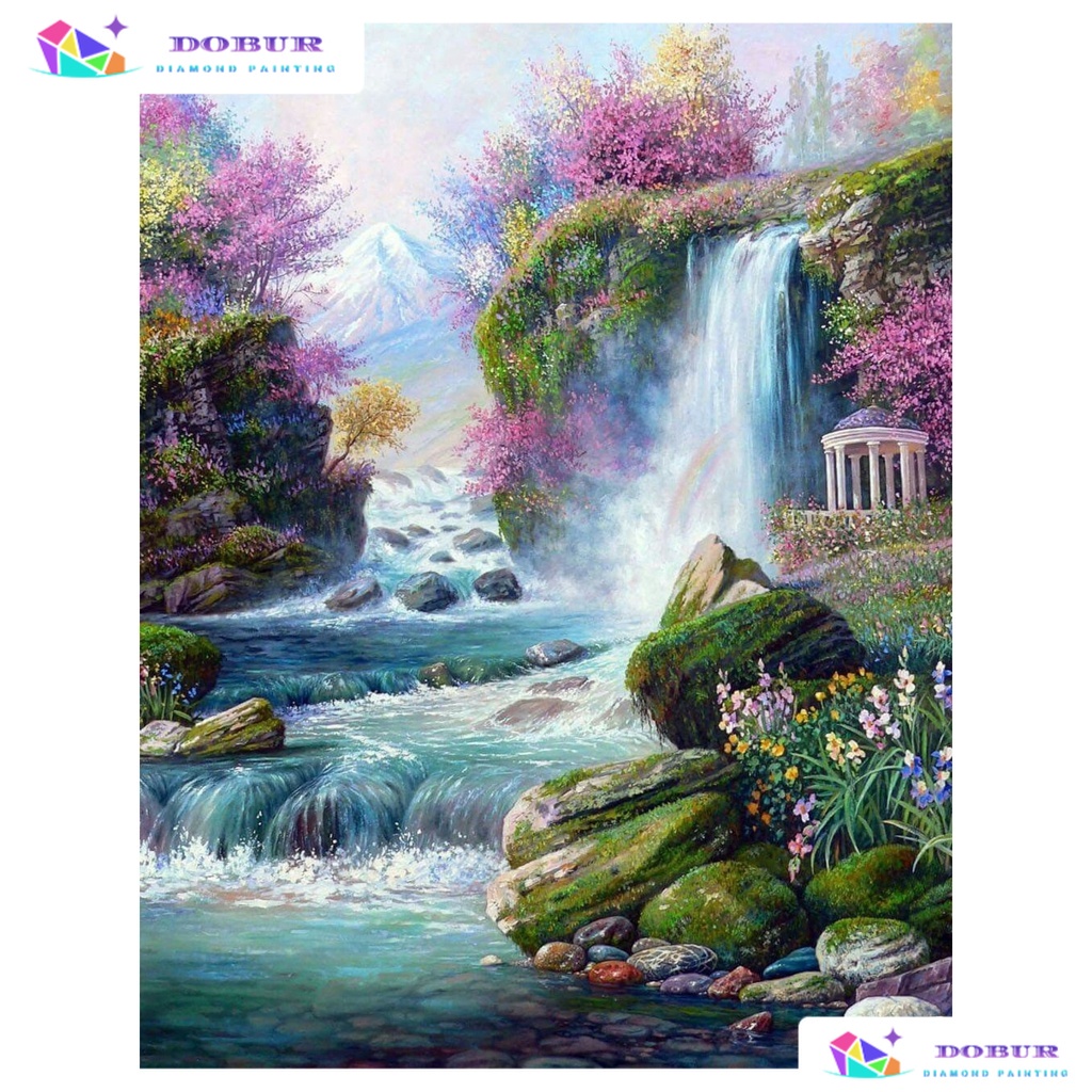 DOBUR | Diamond Painting Set Round Waterfall 5D Diamond Painting Full ...