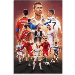CR7 Cristiano Ronaldo Poster, Motivational Soccer Star Canvas Wall