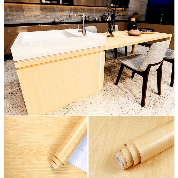 Waterproof Wallpaper PVC Wood Grain Stickers for Wardrobe Table ...