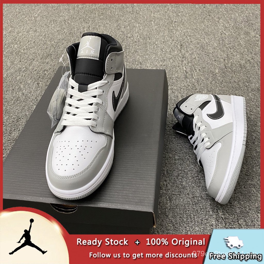 LTQB NK Air Jordan 1 Mid SE Light Smoke Grey AJ1 Men Running Shoes Men ...