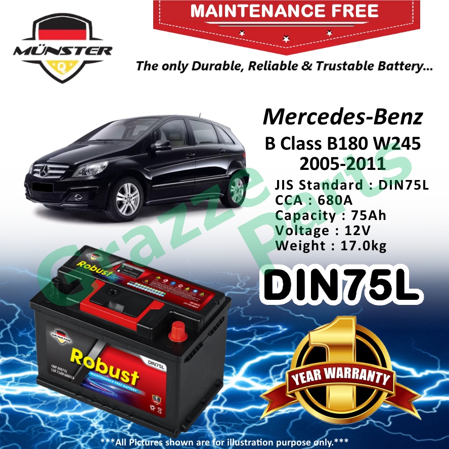 Münster Robust MF CMF DIN75 | DIN75L | 57539 (75AH) Car Battery Bateri ...