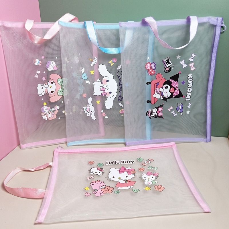 Student File Bag Subject Net Gauze Portable A4 Melody Transparent ...