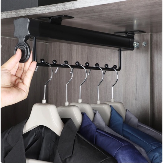 Aluminum Alloy Telescopic Slide Rail Clothes Pants Hanger Heavyduty