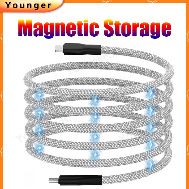 100W Magnetic Storage Cable PD Super Fast Charging Cable Woven Magic ...