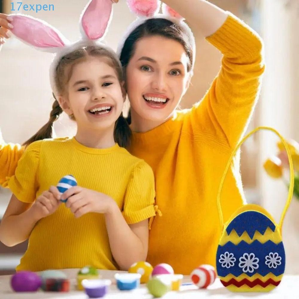 EXPEN Felt Easter Bunny Basket, Non-woven Fabric Easter Bunny Felt ...