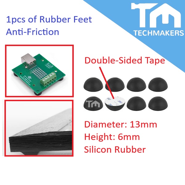 1pc of Silicon Rubber Feet 13mm(D)x6mm(H) for PCB Furniture Glass Anti-Friction Bumper Foot Self-Adhensive Thick DIY