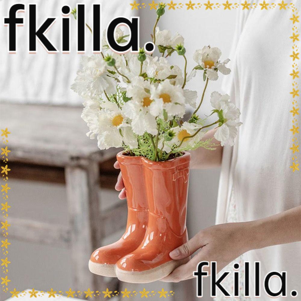 FKILLA1 Hydroponic Vase, Boots Shaped Ceramic Boots Vase, Light Luxury