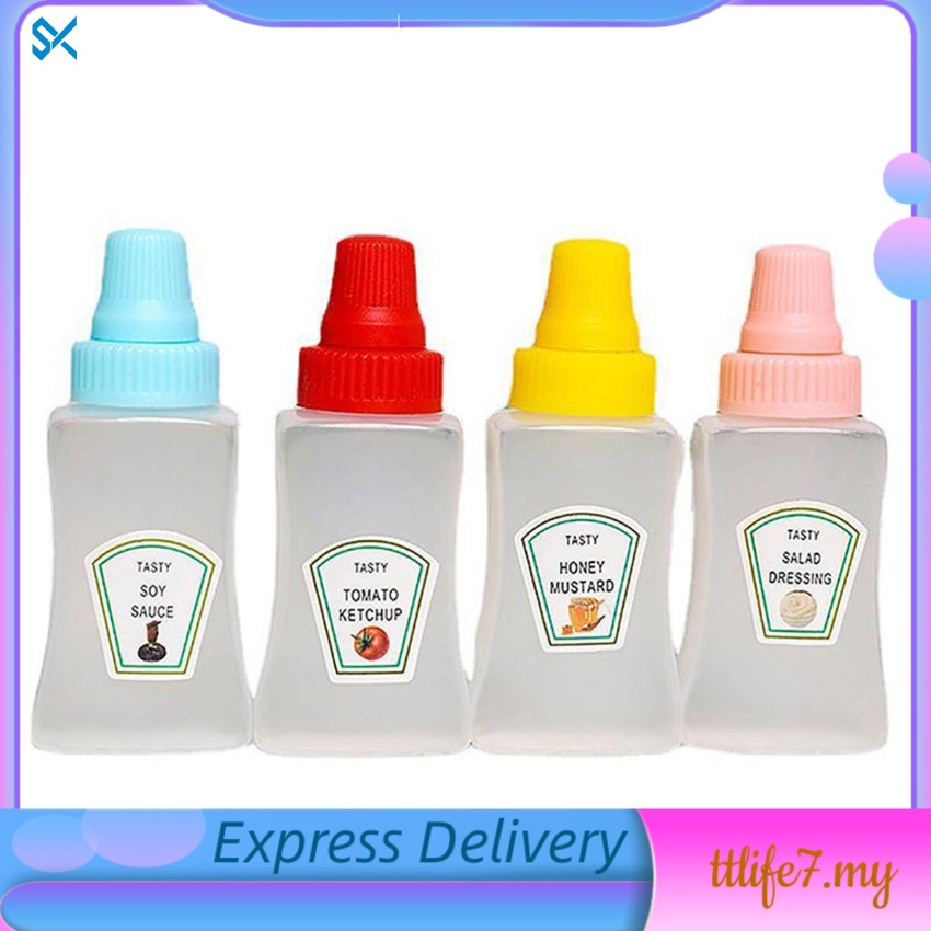 4pcs Lunch Bento Soy Sauce Box Container with Dropper Cute Design ...