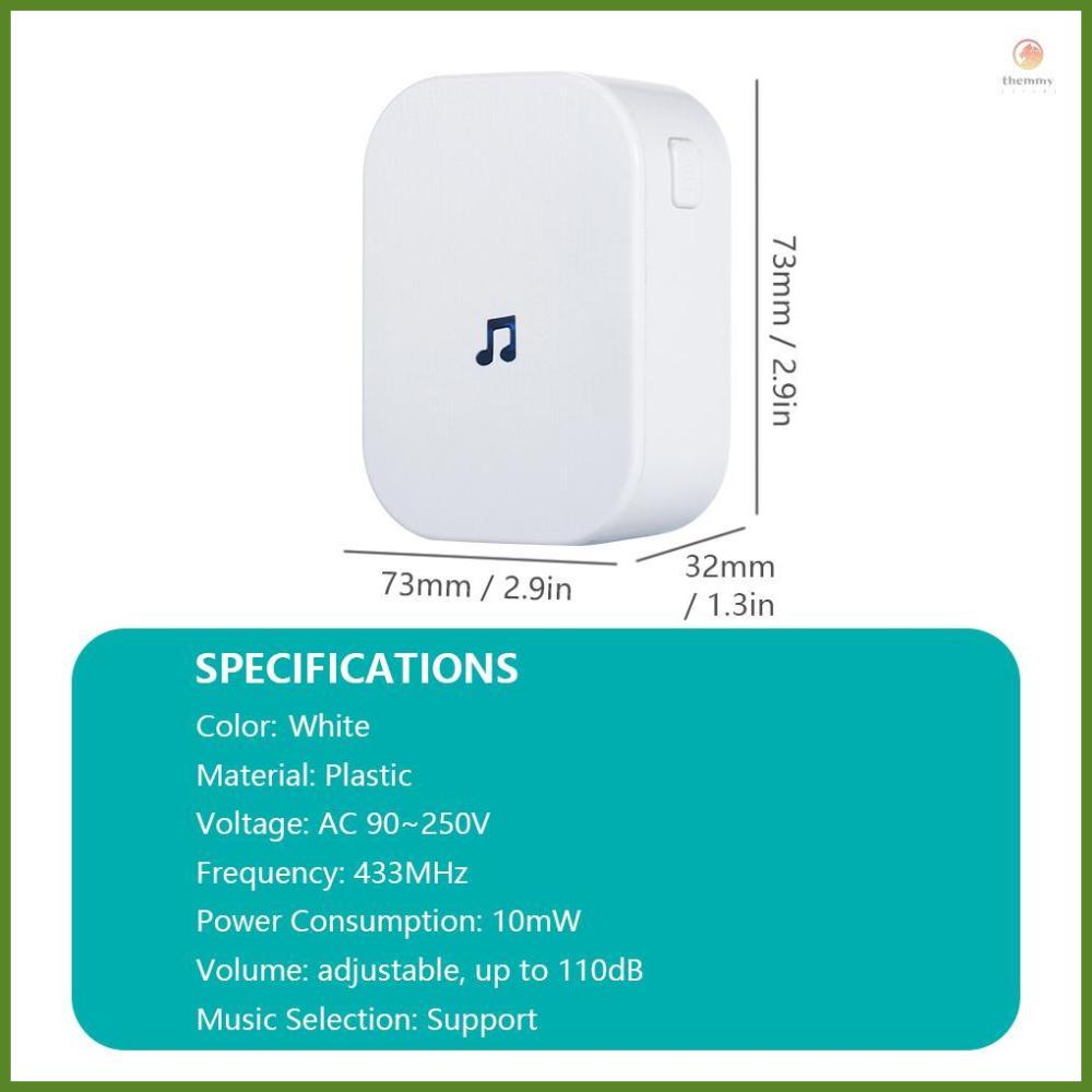 Plugin Chime for Wireless Video Doorbell Entry Chime with Adjustable