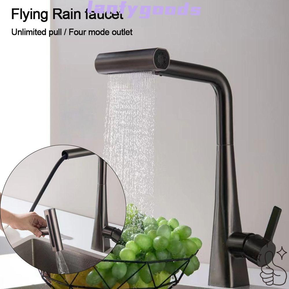 LAN Pullout Kitchen Faucet Nozzle, Adjustable 4Mode Waterfall Kitchen