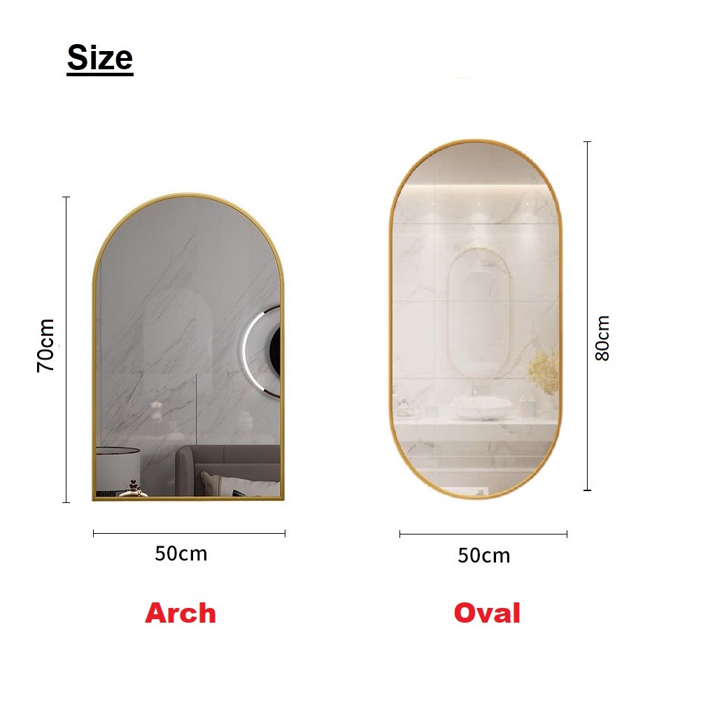 [Warranty] DEKO Oval Mirror Wall Mirror Vanity Mirror Bathroom Mirror