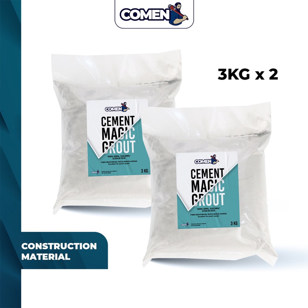COMEN Cement Magic Grout 3KG (2 Bag) Ready Mix Fiber Concrete Cement ...