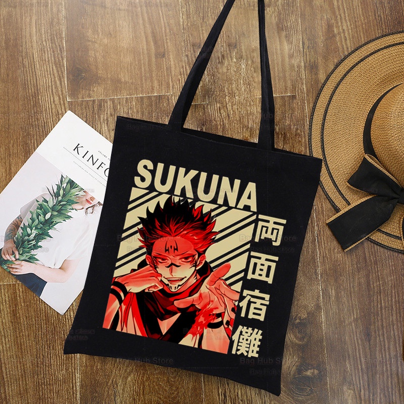 Jujutsu Kaisen Cartoon Shopping Canvas Bag Ryomen Name Of Itadori Yuji 