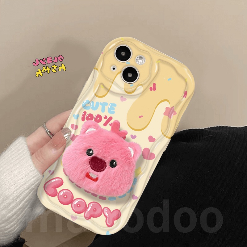 Cute Cartoon Rabbit beaver Plush Loopy Stand Casing For Redmi Note 14 ...