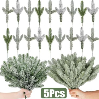Pack of 20 Christmas Snowy Pine Tree Picks, 10 inch Artificial Pine Needles Branches Winter Fake Frosted Pine Stems Twigs for Christmas DIY Crafts