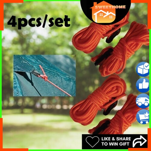 TR-PP Nylon 4 Meters Camping Tent Rope Rescue Rope Tensioner Set ...