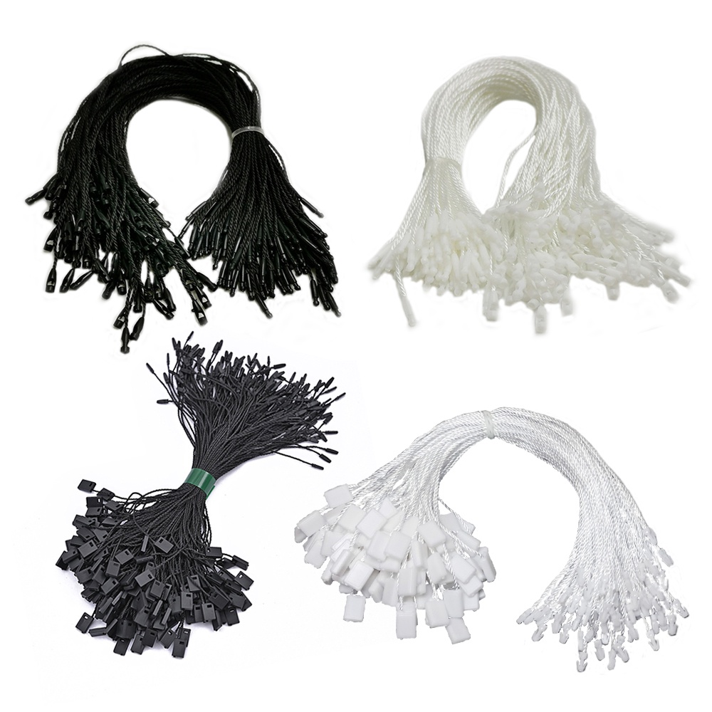 100PC Plastic Tags Round Square Head White Black Hang Tag Polyester ...