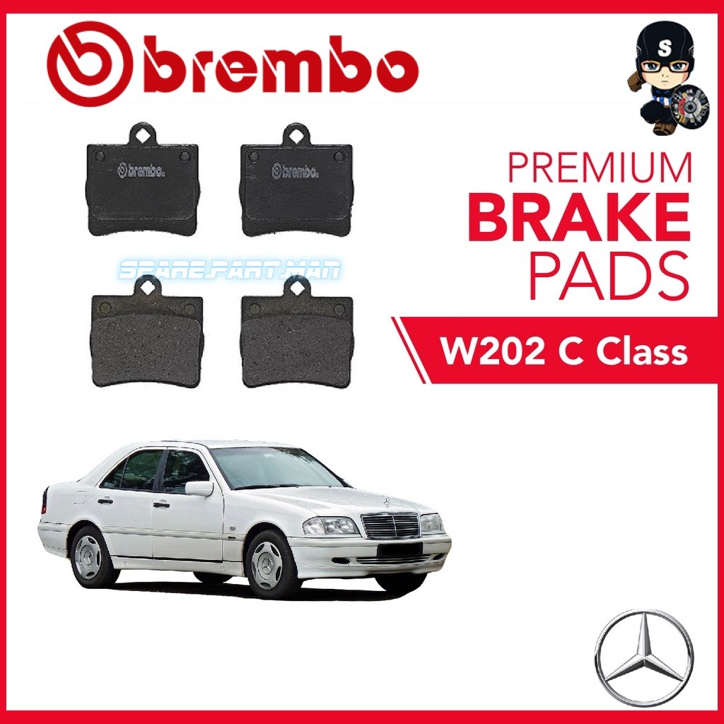 Original BREMBO Rear Brake Pads (1 set) - Mercedes W202 C CLASS ...