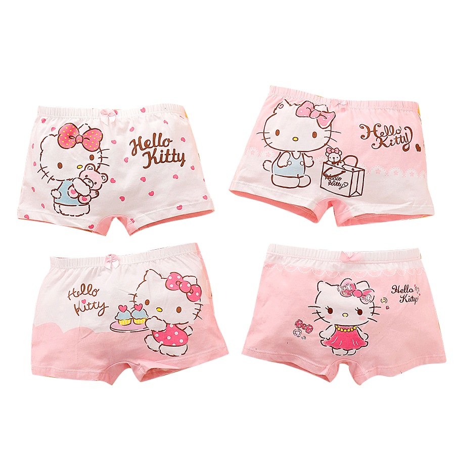 4 PCS hello kitty Quality Girl Underwear, Girl panties, Kids Brief (BOXER  TYPE)