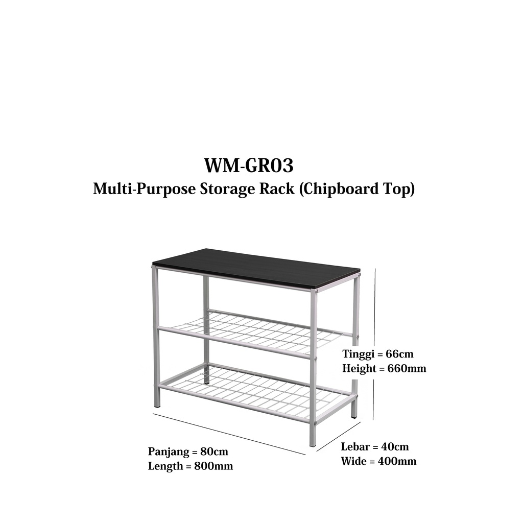 WMGr03 CHIPBOARD TOP Multi Purpose Storage Rack / meja stove/ rak dapur ...