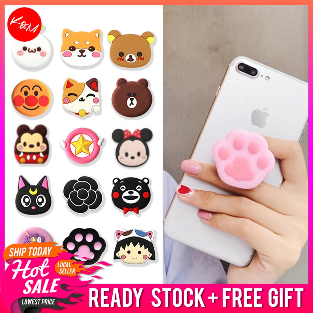 KM Ready Stock Smiley Cartoon Cell Phone Airbag Bracket Gift Sticker ...