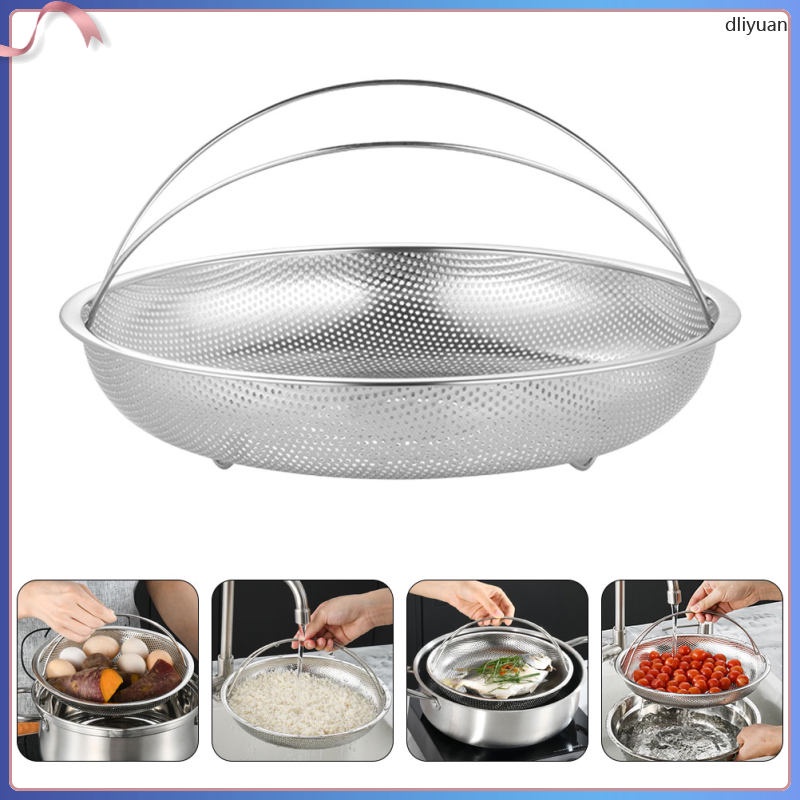 Steam Pot Stainless Steel Steamer Basket Food Metal Colander Insert
