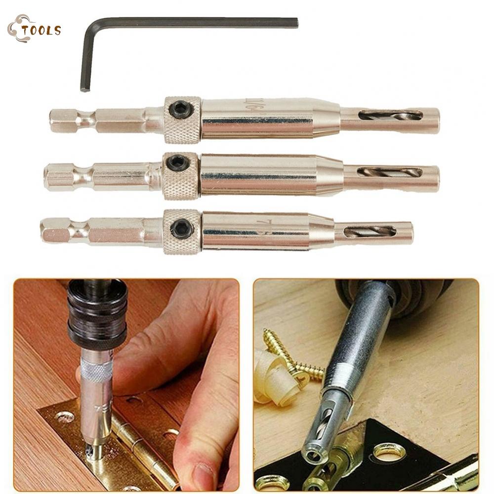 3pcs Set of Self Centering Hinge Drill Bits for Sawdust