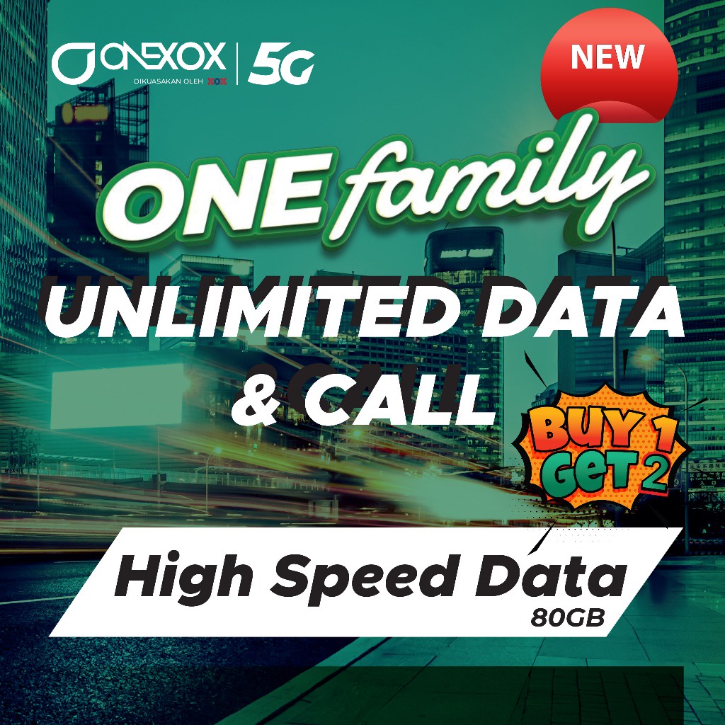 ONEXOX Pelan 5G ONEFamily Terbaru unlimited data 1+2 line offer ...