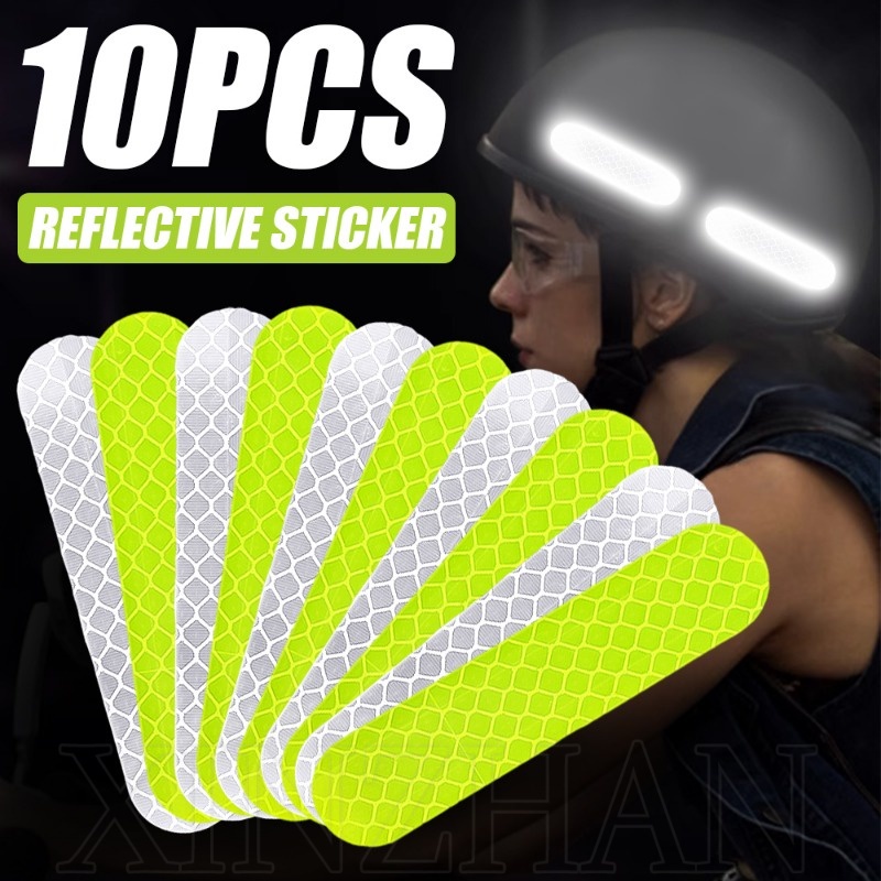 10Pcs High Quality Helmet Warning Reflective Sticker / Waterproof Anti ...