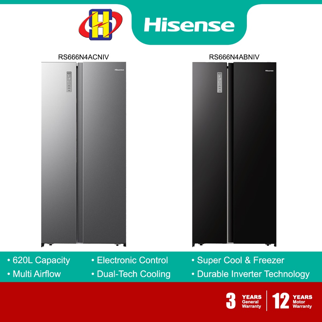 Free Delivery Hisense Refrigerator 620lblacksilver Inverter Side By Side Fridge 9953