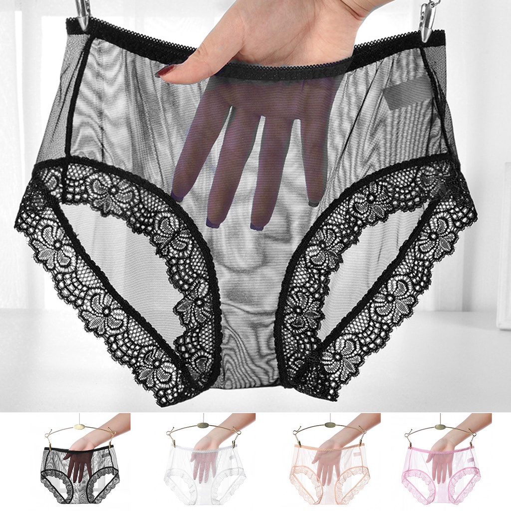 Women Sexy See-through Briefs Lace Floral Breathable Underwear